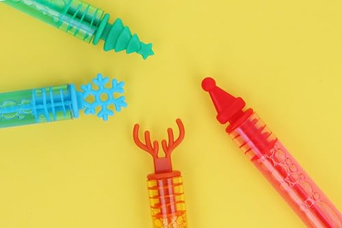 Henbrandt 24 x Mini Christmas Bubble Tubes with Wand Children’s 4ml Bubbles with Xmas Toppers Stocking Loot Bag Fillers Party Bags Outdoor Games for Boys and Girls - Image 4