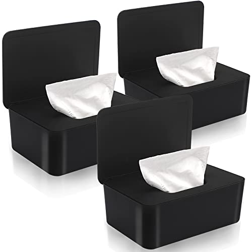 Image of NOVWANG Baby Wipes Dispenser 3 Pack Wipe Holder with Lids, Keeps Wipes Fresh, Refillable Wipes Container with Sealing Design, Bathroom Tissues Wipes Case Box