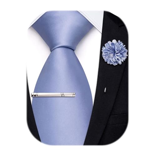 Image of Hi-Tie Men's Extra Long Solid Satin Tie Set 63 Inch /70 Inch Formal Necktie