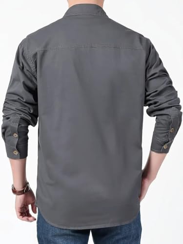 Image of FABRIPPLE Men's Cargo Jacket Shirt | 100% Cotton | 6 Pocket Utility Overshirt | Casual & Outdoor Wear | Breathable & Lightweight Fabric