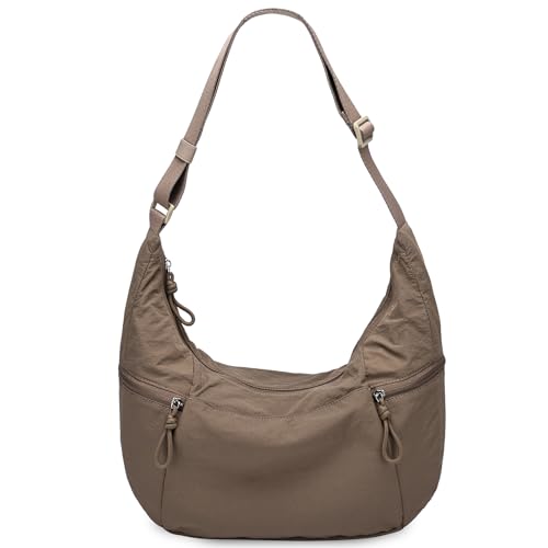Image of VASCHY Crossbody Crescent Bag for Women, Casual Lightweight Nylon Large Slouchy Hobo Bags Purses for Travel /Gym /Work /College
