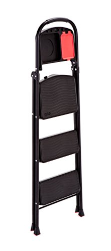 Rubbermaid RMS-3T 3-Step Steel Step Stool with Project Tray, 225-pound Capacity,Black