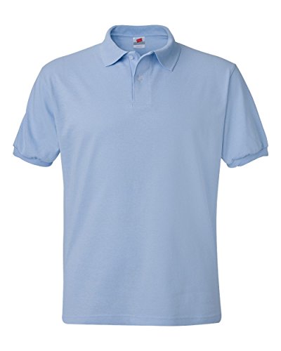 Hanes Men's Short-Sleeve Jersey Polo (Pack of 2), Light Blue, X-Large
