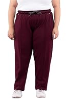 CUPID Plus Size Women's Regular Fit Cotton Track, Comfortable Lower, Trouser, Joggers, Daily Use Gym Wear Lounge Pant for Ladies_Wine_4XL