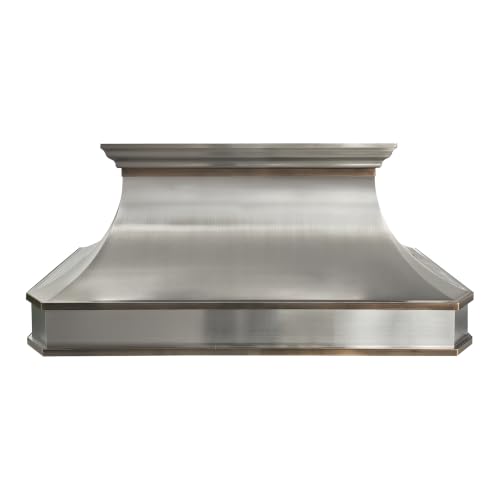 CHETTO C Wall Mount Range Hood with Antique Bronze Trim, 4-Speed Built-in Stainless Steel Vent...