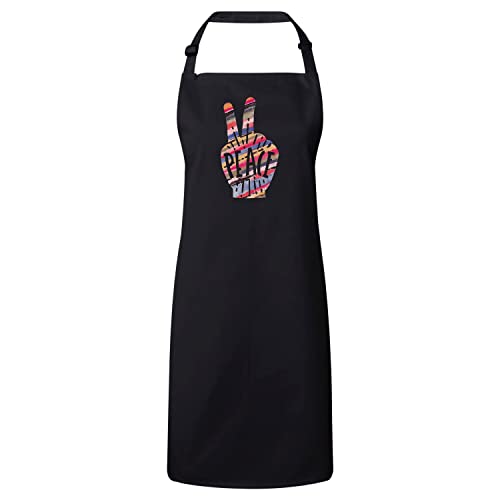 Tablier cuisine noir premium imprimé peace painting multicolore