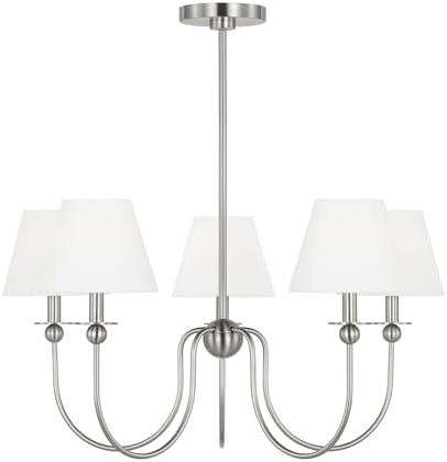 Scott Living 5-Light Elsay Transitional Chandelier Brushed Nickel DJC1255BS, Modern Chandelier for Dining Room and Kitchen Décor, Dining Room Light Fixture and Hanging Lamp for Charming Ceiling Décor