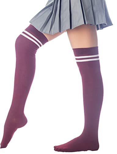 Image of iB-iP Women's Football Style Stripes Sports Thigh High Long Socks