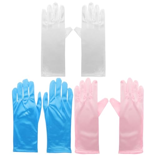 3pairs Boys and Girls Dress Gloves Elegant Pink Decorative Gloves for Parties Weddings and Ballet Charming Accessories for Little Girls