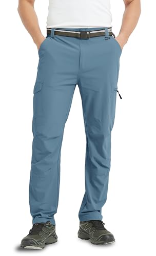 Men's Cargo Hiking Pants Lightweight Water Resistant Quick Dry Outdoor Fishing Travel Climbing Work Pants Stone Blue M - Image 7
