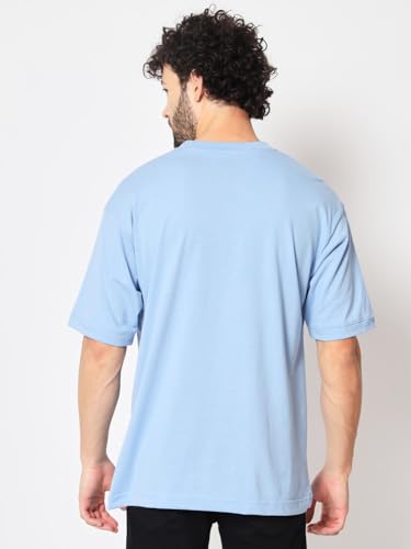 Image of crazymonk Oversized Baggy Fit Drop Shoulder Half Sleeves Round Neck Solid Pure Cotton T-Shirt for Men