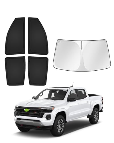 Image of Canvcle Sunshades for 2023-2025 2026 Chevrolet /Chevy Colorado Accessories Windshield Sun Shade Side Rear Window Shade Cover Sun Visor Shield Privacy Protection Keep Vehicle Cool Black 5PCS