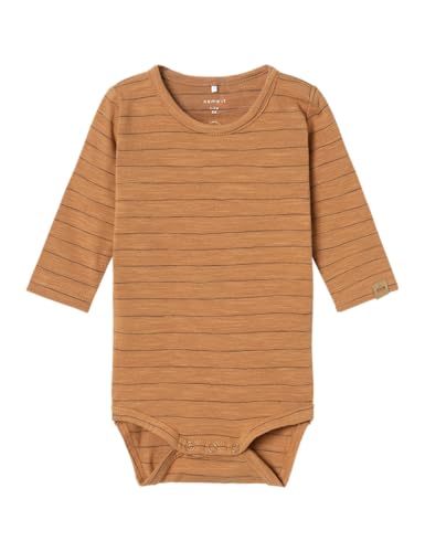 NAME IT Baby-Jungen Nbmokkel Ls Body Langarmbody, Almond, 56