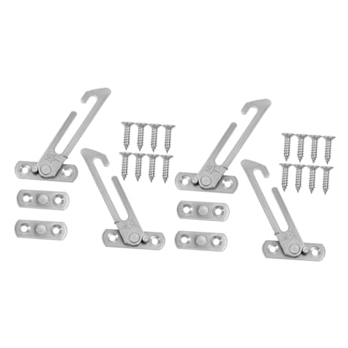 Uonlytech 4 Piezas Tapón De Ventana Cierre Cerradura De Puerta Digital Manejar Seguridad Pestillo De La Cerradura De La Puerta Equipo Cerrar Cerraduras De Ventana Acero Inoxidable Silver