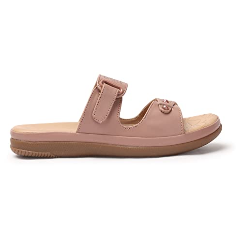 Image of XE Looks Women's Elegant Slip-On Sandals | Adjustable Velcro Straps with Modern Detailing | Stylish Perforated Design | Lightweight and Cushioned Doctor Slippers For Girls & Women
