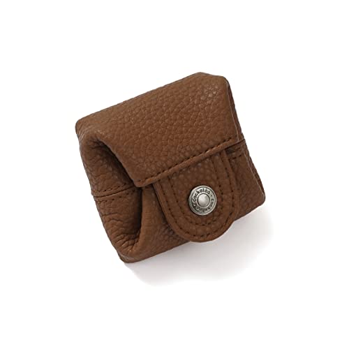 Image of Cockatoo Genuine Leather Coin Pouch Change Holder, Mini Snap Pocket Wallet for Men Women, Brown, Small, Casual