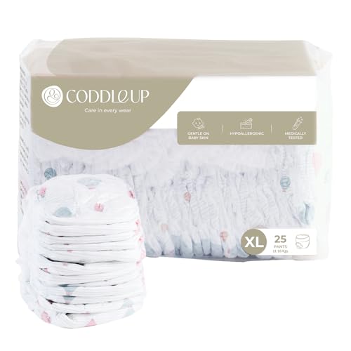 Image of CODDLE UP Pant Style Diapers for Babies, XL (11-16kgs), 25 Count, No Chlorine Bleaching, High Absorption & Leak Proof up to 12 Hours, Fragrance & Paraben Free, Ultra Soft Diaper with Breathable Fabric
