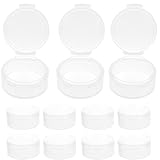 HEALLILY 10pcs Small Pill Case Clear Round Plastic Storage Containers Pill Box Earplug Storage Box with Lids (White)