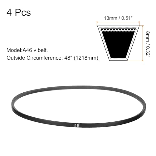 Image of uxcell 4pcs A46 or 4L480 Classic Wrapped Rubber V-Belt, 46 inch(1168mm) Inside Circumference, A Profile V Belt