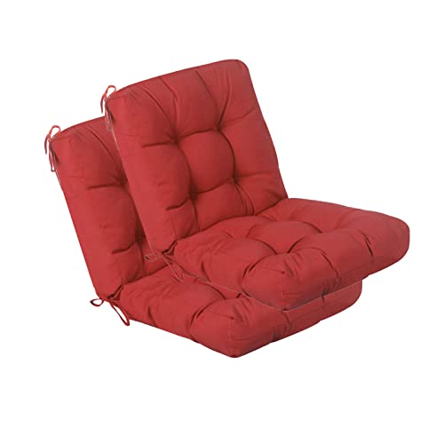 Image of QILLOWAY Outdoor Chair Cushion for Patio Furniture, Waterproof Patio Cushions Set of 2 with Ties, Fade Resistant Replacement Pads for Outdoor Rocking Chairs,Red