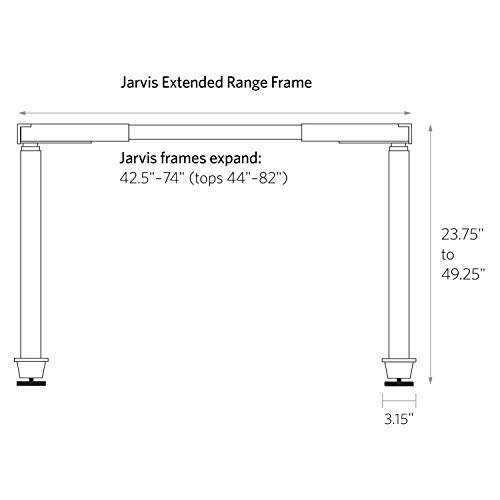 Image of Jarvis Fully Standing Desk Frame Only - Supports Tops from 44 inch to 82 inch Wide and 27 inch to 36 inch Deep - Electric Adjustable Desk Height from 24.5 inch to 50 inch with Memory Preset Controller (Black Frame)