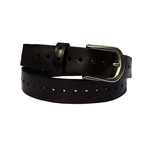 Women Fashion Belt for Pant, Waist Belt, vintage leather, multi holes Tan/DB/BLK