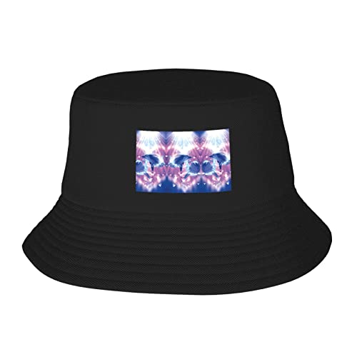 PartyUnix Dolphins in Love Prints - Gorro de pescador de doble capa para adultos, suave y transpirable, ligero y cómodo, duradero, plegable, unisex, color negro, Negro, Talla única