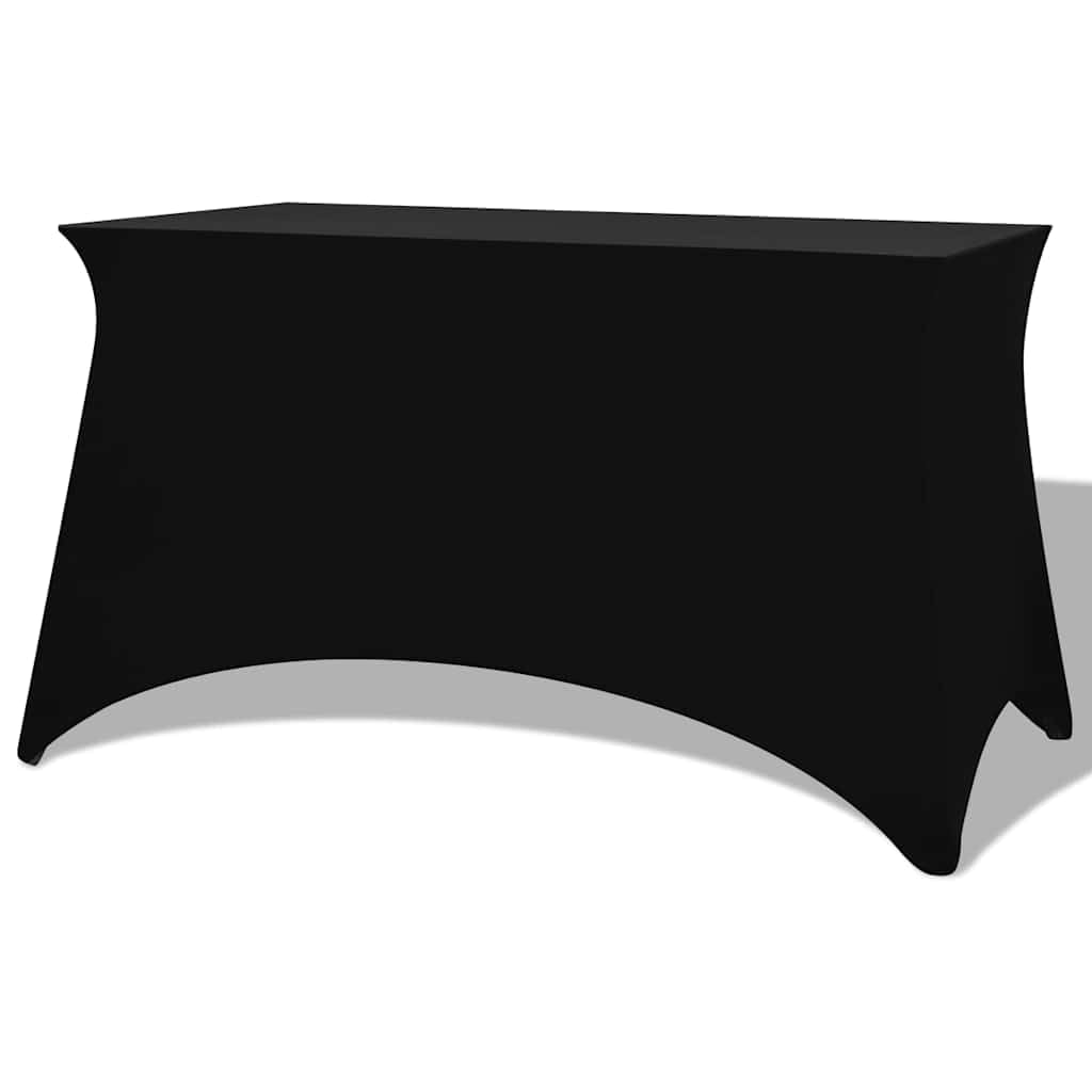 Stretch-Tischhusse Schwarz 2 Stück 243 x 76 x 74 cm Spannbezug elastisch waschbar rutschfest Schutzhülle für Bankett Hochzeit Dekoration