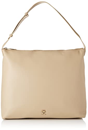 Tommy Hilfiger Borsa Tote Bag Donna TH Casual Hobo con Zip, Beige Taglia Unica