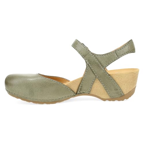 Image of Dansko Tiffani Wedge Sandal for Women - Cushioned, Contoured Footbed for All-Day Comfort and Support - Hook & Loop Strap with Buckle Detail - Lightweight Rubber Outsole