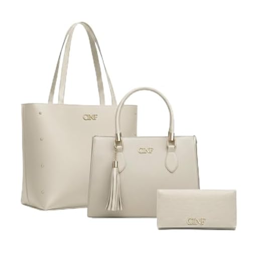 Kit Bolsa Feminina Sacola De Ombro Transversal De Mão E Carteira (Marfim)