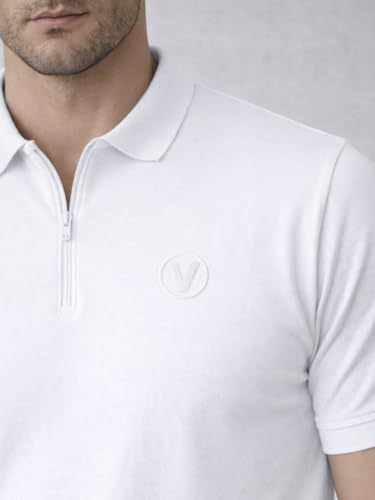 Image of Veirdo Men's Regular Fit Interlock Polo T-Shirt, Cotton Fabric, Half Sleeves,Stylish Collared Neck, Perfect for Casual and Office Wear, Soft, Comfortable (S-2XL)