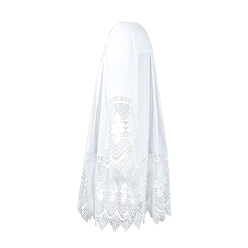 White Surplice Pastor Robe Catholic Pleated Lace Liturgical Short Sleeves Shirt Top3