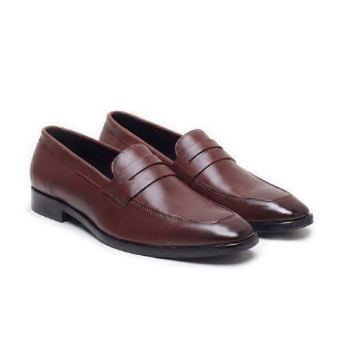 Image of HAYES LONDON Penny Loafers for Men | Genuine Leather Slip-on Shoes | Formal & Casual Comfort Footwear