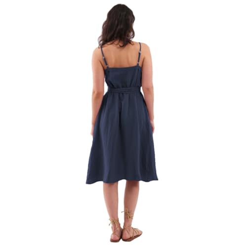 Image of Amazhiyu Women's Cotton Gauze Summer Midi Wrap Dress