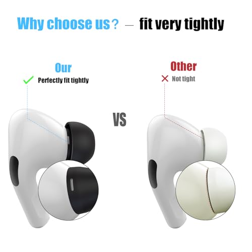 Image of 3 Pairs Replacement Ear Tips for AirPods Pro 1st & 2nd Generation with Noise Reduction Hole, Silicone Ear Tips for AirPods Pro with Portable Storage Box and Fits in Charging Case (Medium, Black)
