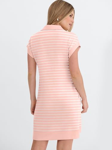 Image of ANRABESS Womens Summer Casual Half Zip Cap Sleeve Trendy Wrinkle-Free Tshirt Dress 2026 Spring Beach Vacation Short Dresses