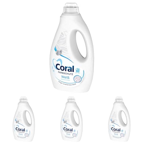 Coral Farbschutz Weiß Waschmittel Flüssigwaschmittel für länger strahlendes Weiß 23 WL (Packung mit 4)