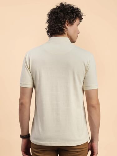 Image of Lux Nitro Men's Self Knitted Premium Cotton Blend Solid Polo T-Shirt | Soft Texture | Classic Collar | Short Sleeve Casual Wear