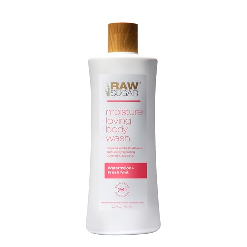 RAW SUGAR Simply Body Wash, (25 Fl Oz, Pack of 1) Bath Soap, Formulated without Sulfates & Parabens (Watermelon + Fresh Mint)