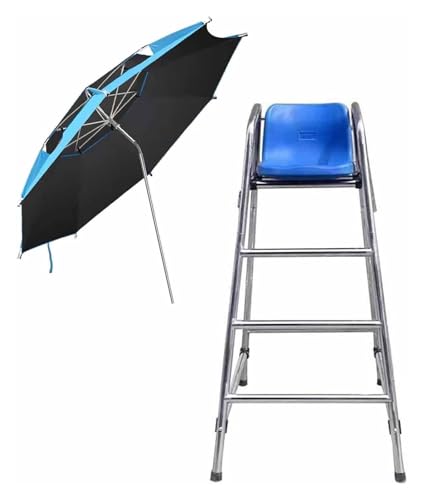 Silla alta para salvavidas con sombrilla y estructura de acero inoxidable miniatura 1