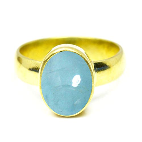 Aigue-marine naturelle bleue en bague ovale pour vos tenues d'été