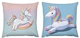 Funda Cojin 35x35 Juego de 2 Cojines Sofa Fundas Cojines Unicornio Terciopelo Exterior Fundas de Cojine Animación Navidad Decorativos Halloween Gifts Sofa Sala Jardín FundaAlmohada Impermeable zj-773