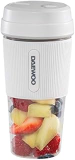 Daewoo SDA1944 50W Portable Rechargable Blender with 300ml Capacity and Drinking Lid Included,1200mh Built-in Battery Lasts Up to 6-10 Cycles, Perfect for Smoothies and Juices On The Go, White