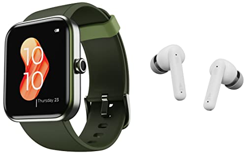 Image of boAt Xtend Smart Watch with Alexa Built-in, 1.69 inch HD Display, Multiple Watch Faces, Stress Monitor & Airdopes 141 True Wireless in Ear Earbuds with mic, 42H Playtime, Beast Mode for Gaming