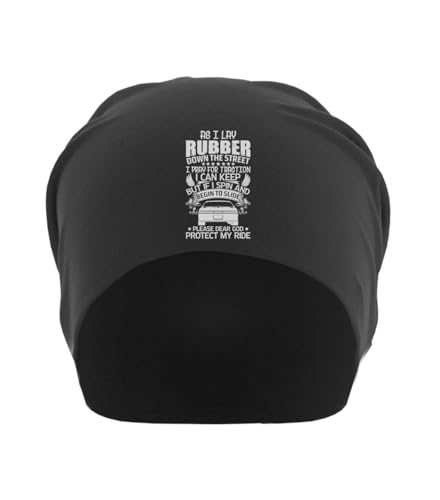 Bonnet souple unisexe en coton fin noir imprimé motard taille unique