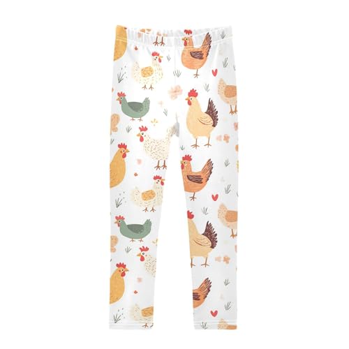Farm Chicken Girls Leggings,Workout Leggings for Girls Toddler Athletic Legging Size for 3-10T