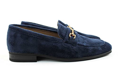 Men's Dress Shoes Navy Blue Velvet Loafer with Gold Buckle Slip On Formal Modern Classic2