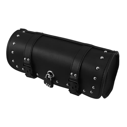 Sacoche de fourche de moto Toyvian en similicuir noir avec serrure