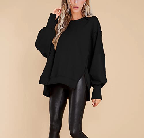 Image of BWQ Womens Oversized Sweatshirt Crewneck Long Sleeve Shirts Pullover Sweatshirts S-2XL
